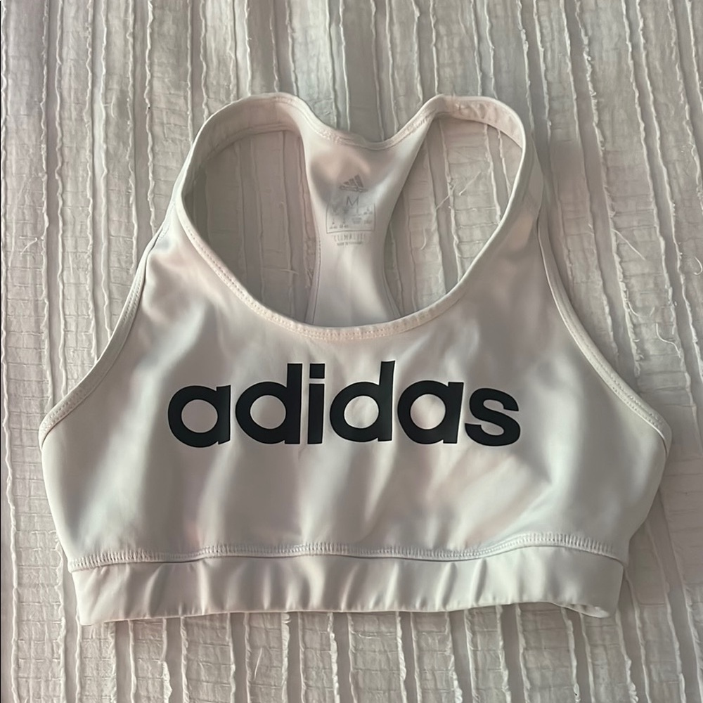 Adidas White Sports Bra with Black Logo